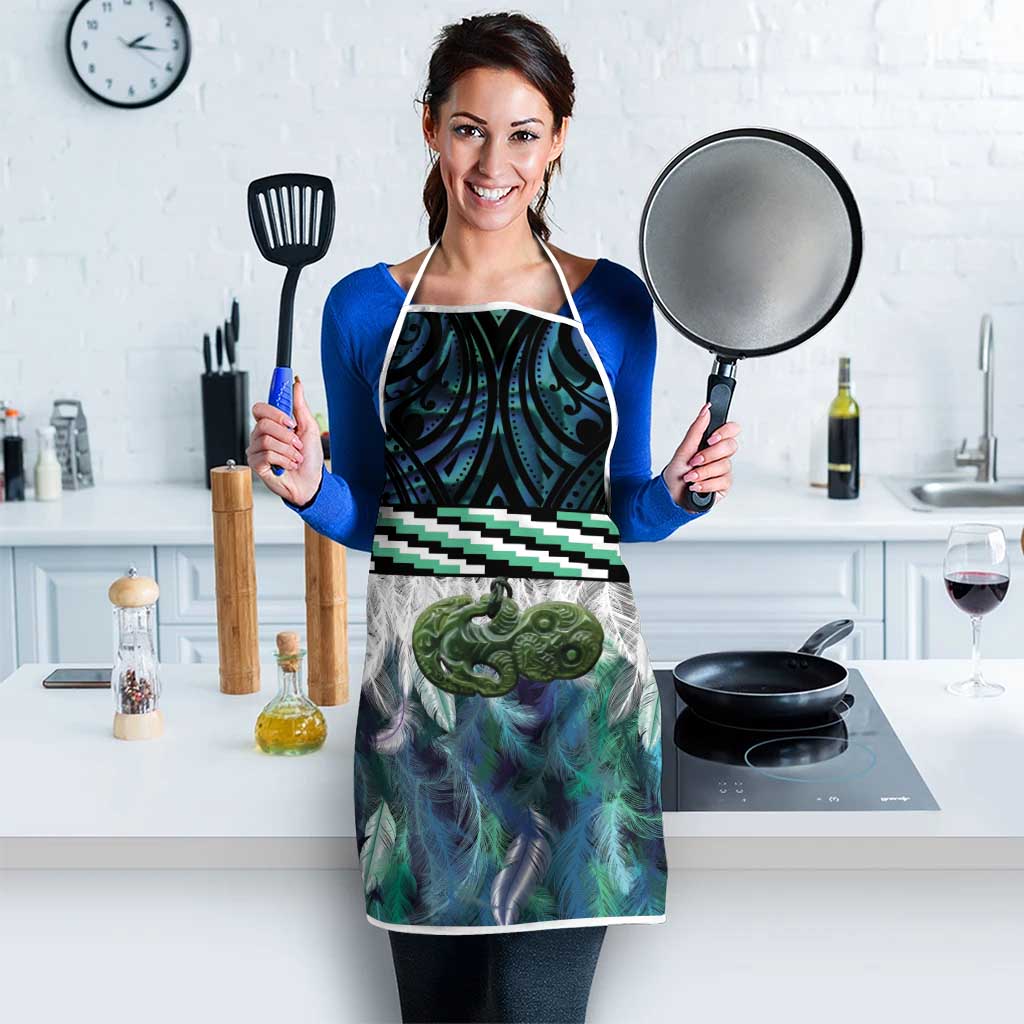 Turquoise Traditional Cloak Aotearoa Apron Maori Paua Shell Korowai Pattern - Polynesian Pride