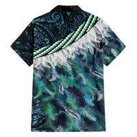 Turquoise Traditional Cloak Aotearoa Family Matching Off The Shoulder Long Sleeve Dress and Hawaiian Shirt Maori Paua Shell Korowai Pattern LT14 - Polynesian Pride