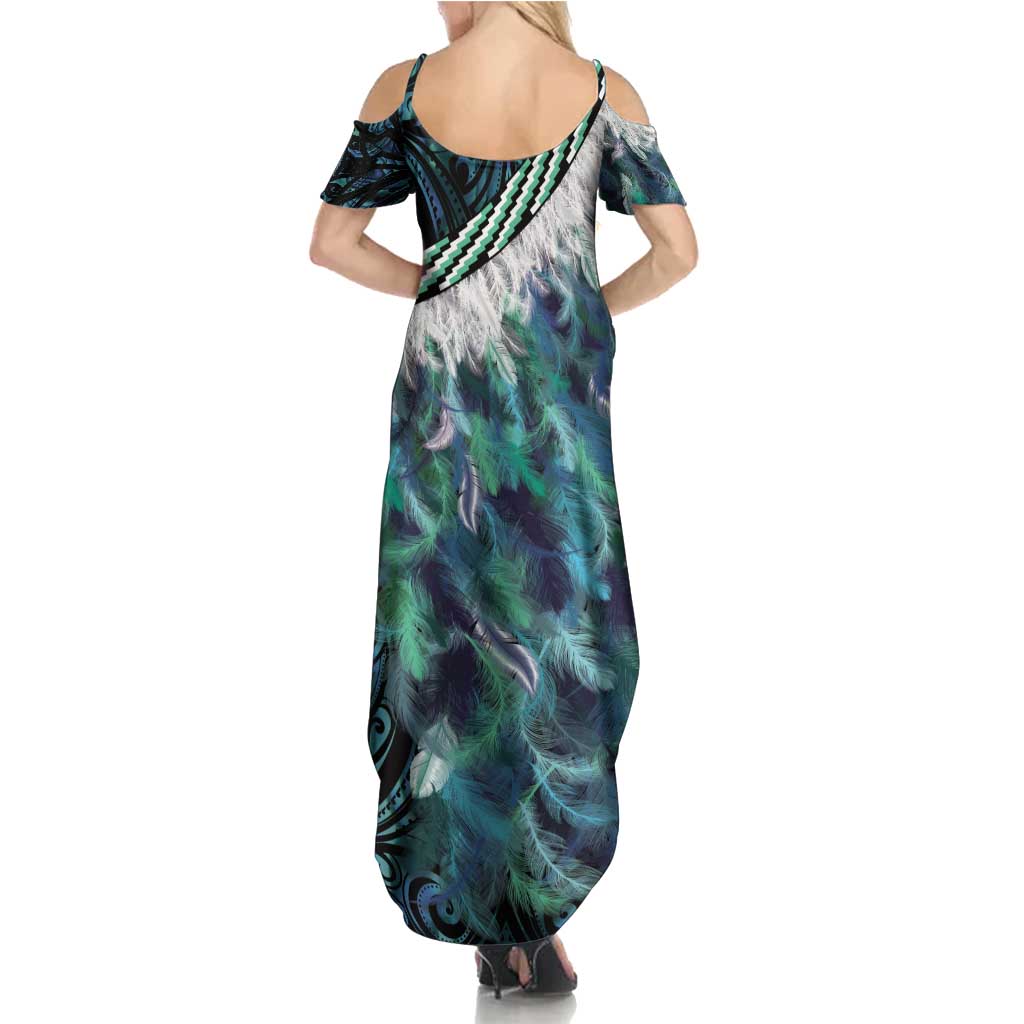 Turquoise Traditional Cloak Aotearoa Family Matching Summer Maxi Dress and Hawaiian Shirt Maori Paua Shell Korowai Pattern LT14 - Polynesian Pride