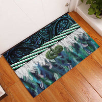 Turquoise Traditional Cloak Aotearoa Rubber Doormat Maori Paua Shell Korowai Pattern LT14 - Polynesian Pride