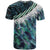 Turquoise Traditional Cloak Aotearoa T Shirt Maori Paua Shell Korowai Pattern