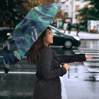Turquoise Traditional Cloak Aotearoa Umbrella Maori Paua Shell Korowai Pattern - Polynesian Pride