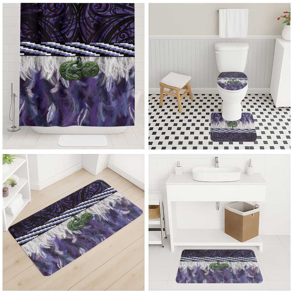 Purple Traditional Cloak Aotearoa Bathroom Set Maori Paua Shell Korowai Pattern LT14 - Polynesian Pride
