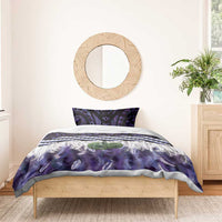 Purple Traditional Cloak Aotearoa Bedding Set Maori Paua Shell Korowai Pattern