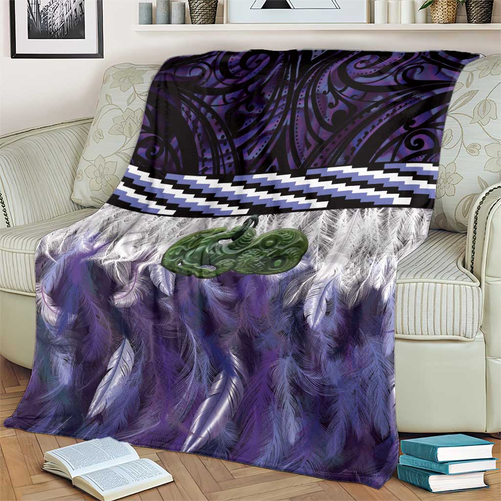 Purple Traditional Cloak Aotearoa Blanket Maori Paua Shell Korowai Pattern