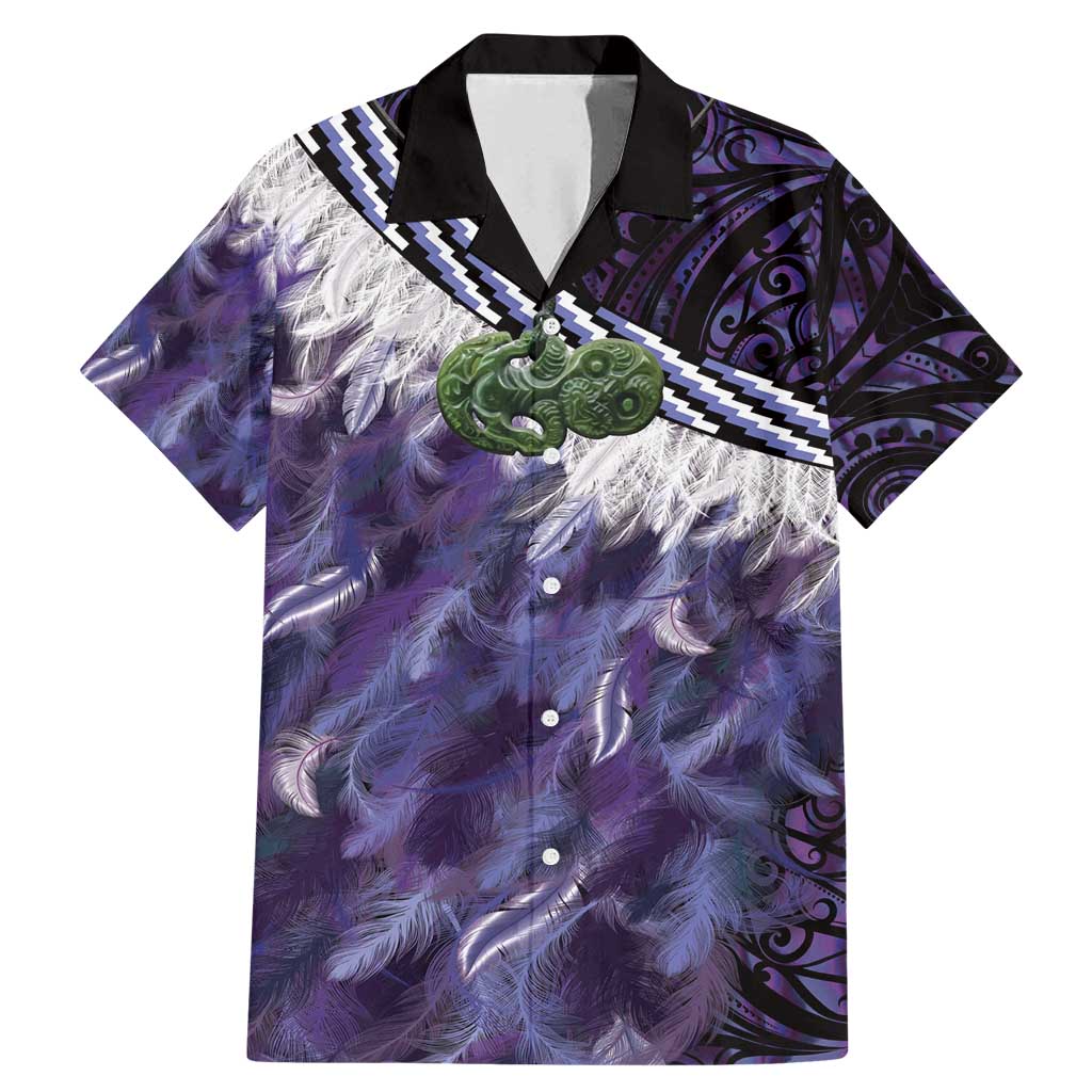 Purple Traditional Cloak Aotearoa Family Matching Mermaid Dress and Hawaiian Shirt Maori Paua Shell Korowai Pattern LT14 Dad's Shirt - Short Sleeve Purple - Polynesian Pride
