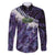 Purple Traditional Cloak Aotearoa Family Matching Off Shoulder Maxi Dress and Hawaiian Shirt Maori Paua Shell Korowai Pattern