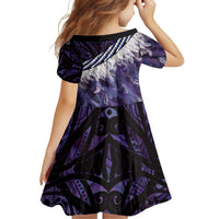 Purple Traditional Cloak Aotearoa Family Matching Off Shoulder Short Dress and Hawaiian Shirt Maori Paua Shell Korowai Pattern LT14 - Polynesian Pride