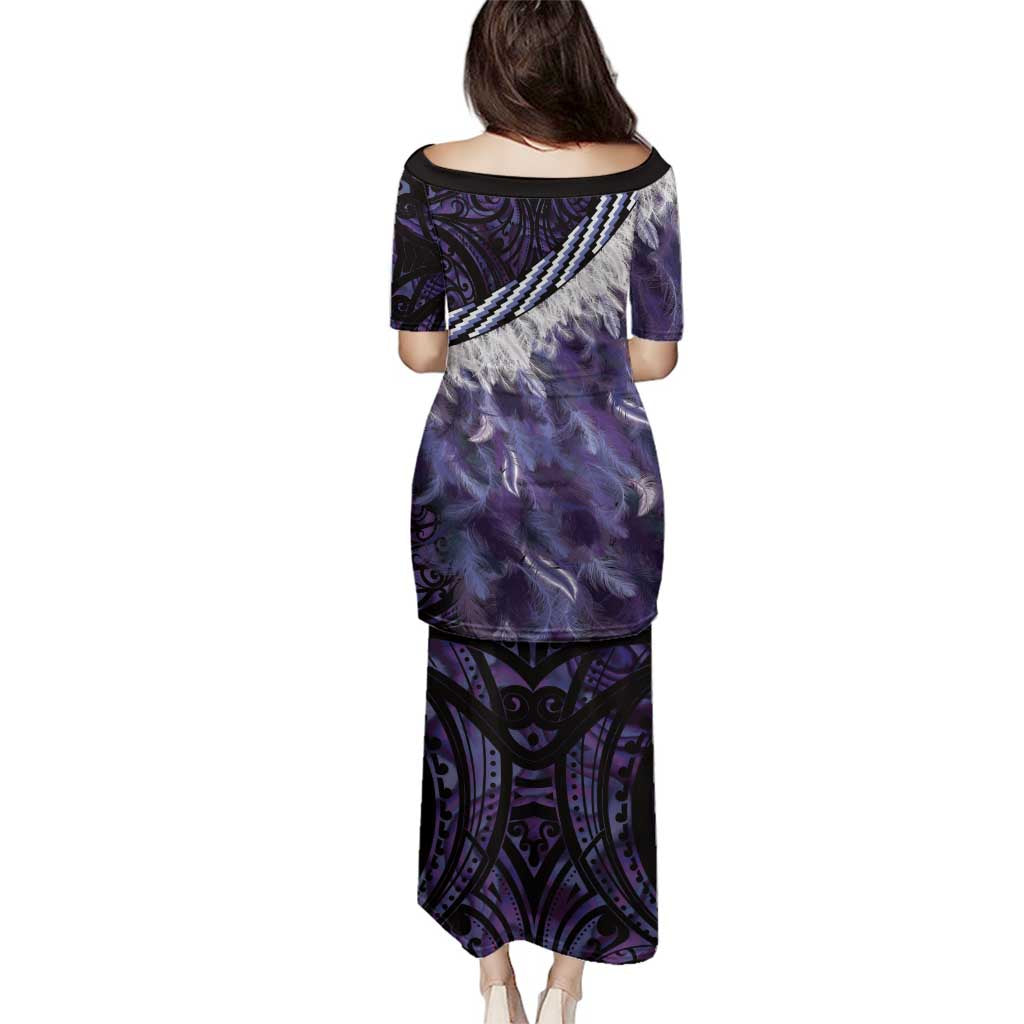 Purple Traditional Cloak Aotearoa Family Matching Puletasi and Hawaiian Shirt Maori Paua Shell Korowai Pattern LT14 - Polynesian Pride