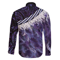 Purple Traditional Cloak Aotearoa Family Matching Tank Maxi Dress and Hawaiian Shirt Maori Paua Shell Korowai Pattern LT14 - Polynesian Pride