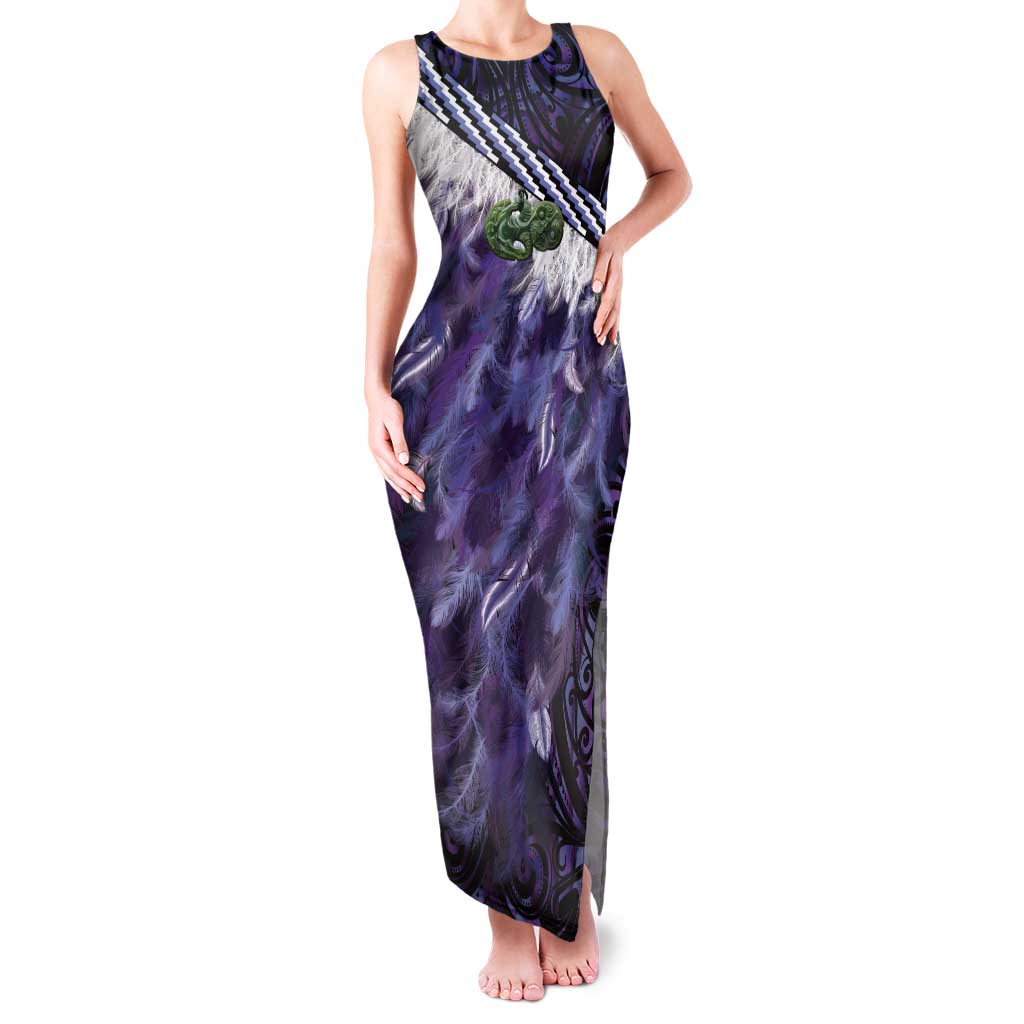 Purple Traditional Cloak Aotearoa Family Matching Tank Maxi Dress and Hawaiian Shirt Maori Paua Shell Korowai Pattern LT14 Mom's Dress Purple - Polynesian Pride