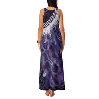 Purple Traditional Cloak Aotearoa Family Matching Tank Maxi Dress and Hawaiian Shirt Maori Paua Shell Korowai Pattern LT14 - Polynesian Pride
