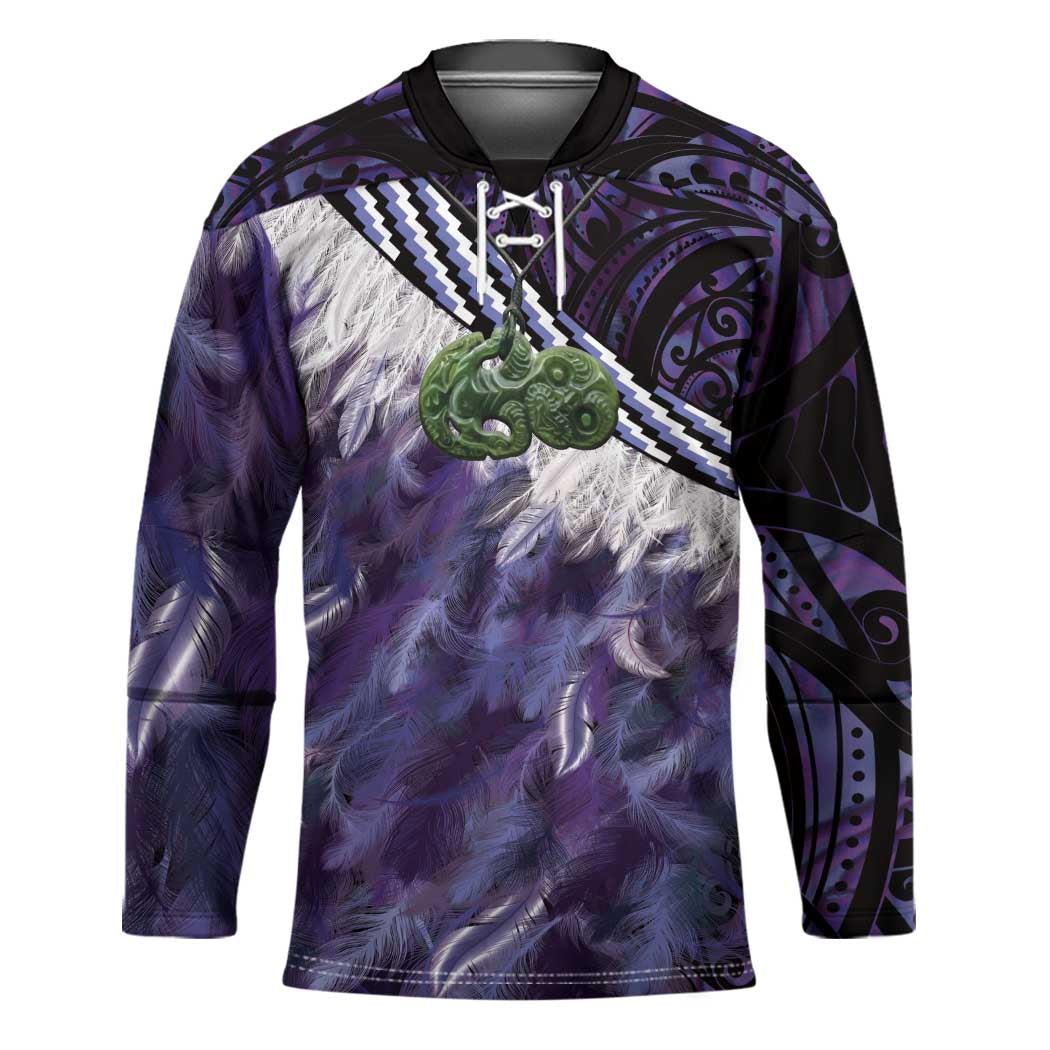 Purple Traditional Cloak Aotearoa Hockey Jersey Maori Paua Shell Korowai Pattern - Polynesian Pride