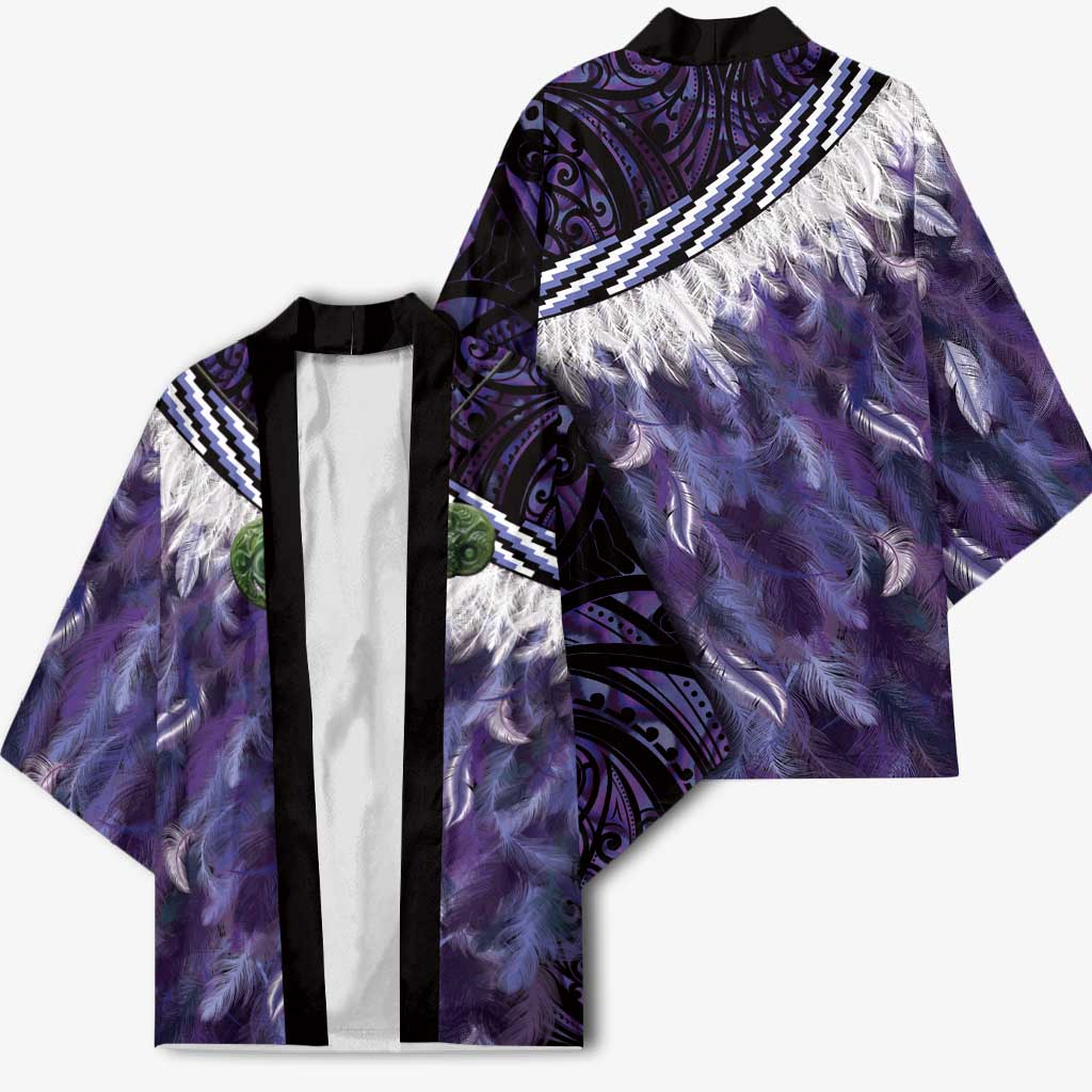 Purple Traditional Cloak Aotearoa Kimono Maori Paua Shell Korowai Pattern LT14 - Polynesian Pride
