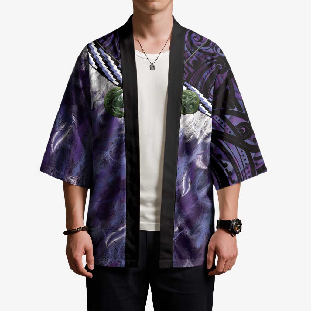 Purple Traditional Cloak Aotearoa Kimono Maori Paua Shell Korowai Pattern LT14 - Polynesian Pride