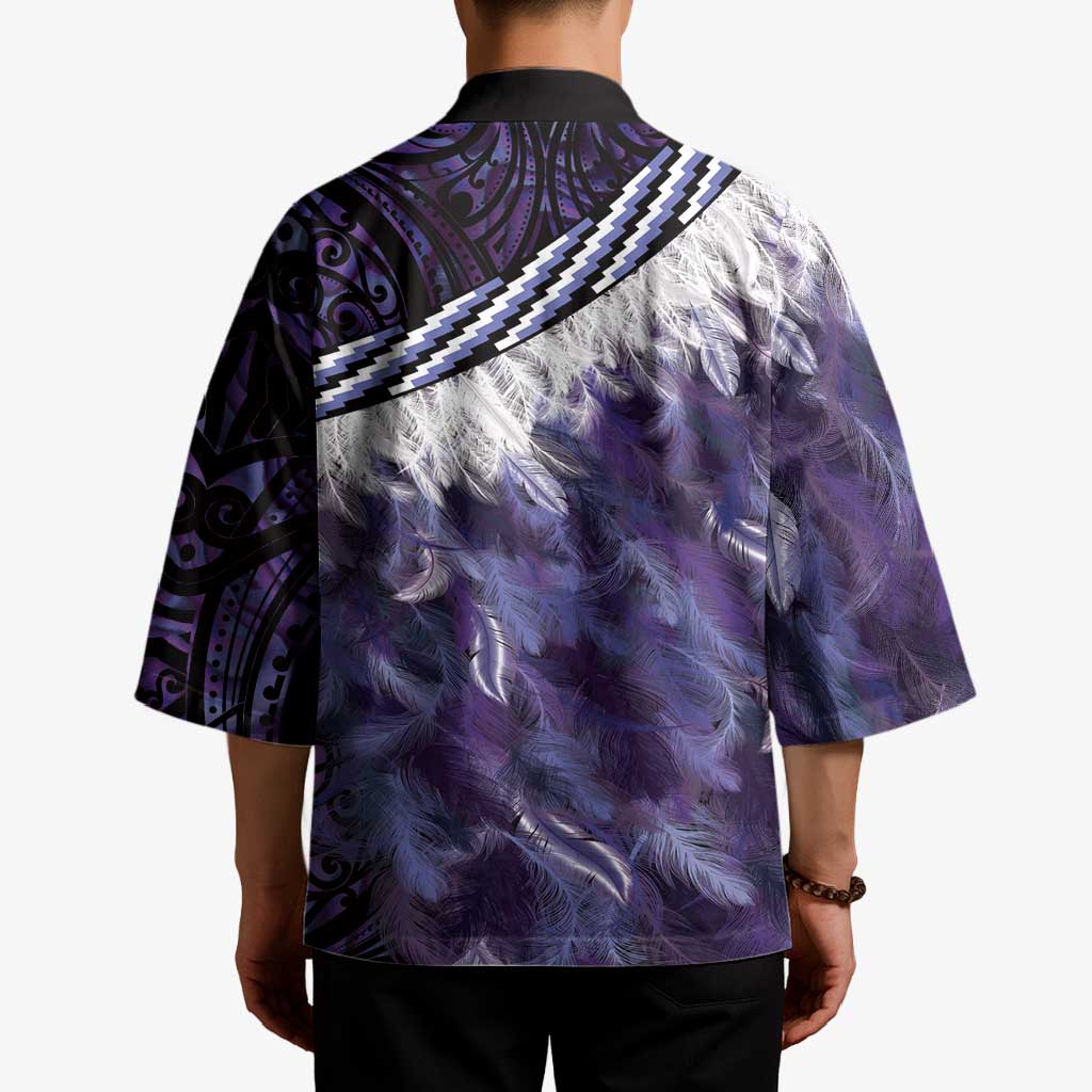 Purple Traditional Cloak Aotearoa Kimono Maori Paua Shell Korowai Pattern LT14 - Polynesian Pride