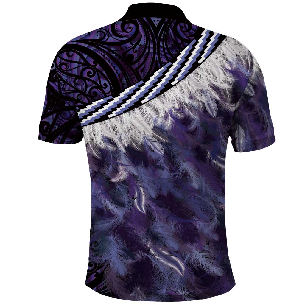 Purple Traditional Cloak Aotearoa Polo Shirt Maori Paua Shell Korowai Pattern