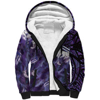Purple Traditional Cloak Aotearoa Sherpa Hoodie Maori Paua Shell Korowai Pattern LT14 Unisex Purple - Polynesian Pride