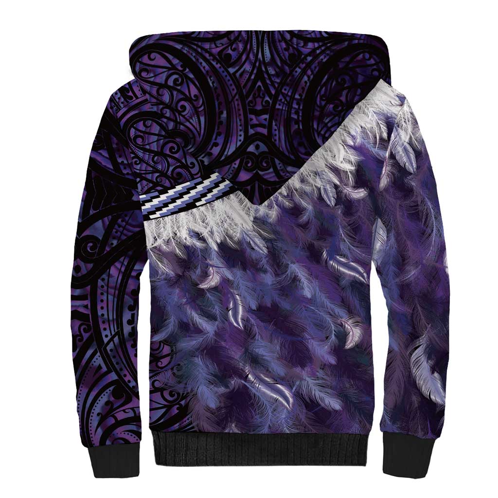 Purple Traditional Cloak Aotearoa Sherpa Hoodie Maori Paua Shell Korowai Pattern LT14 - Polynesian Pride