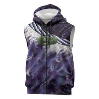 Purple Traditional Cloak Aotearoa Sleeveless Zip Hoodie Maori Paua Shell Korowai Pattern LT14 Purple - Polynesian Pride