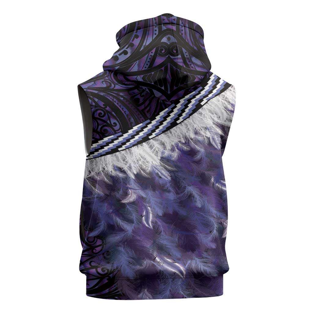 Purple Traditional Cloak Aotearoa Sleeveless Zip Hoodie Maori Paua Shell Korowai Pattern LT14 - Polynesian Pride