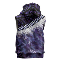 Purple Traditional Cloak Aotearoa Sleeveless Zip Hoodie Maori Paua Shell Korowai Pattern LT14 - Polynesian Pride