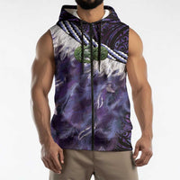 Purple Traditional Cloak Aotearoa Sleeveless Zip Hoodie Maori Paua Shell Korowai Pattern LT14 - Polynesian Pride