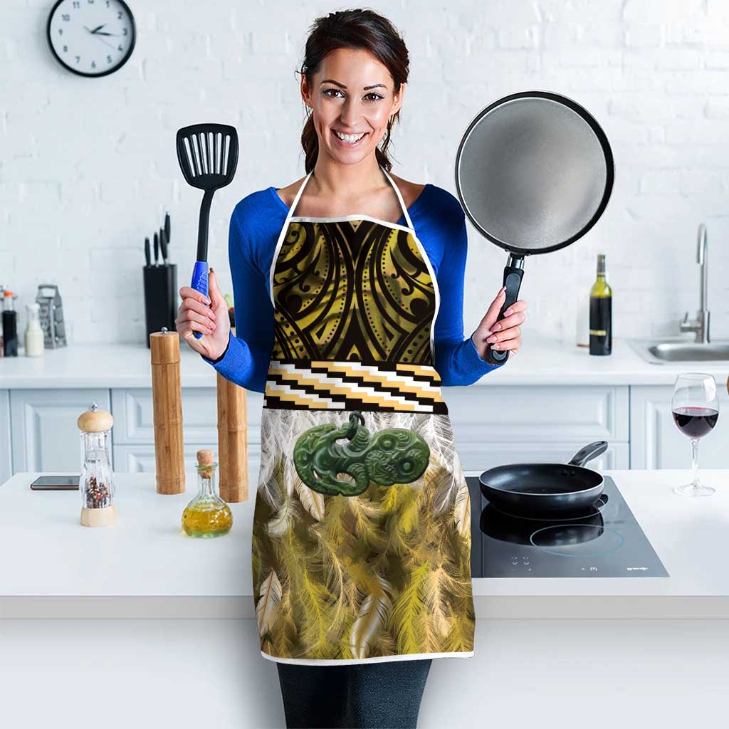 Yellow Traditional Cloak Aotearoa Apron Maori Paua Shell Korowai Pattern - Polynesian Pride