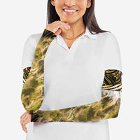 Yellow Traditional Cloak Aotearoa Arm Sleeves Maori Paua Shell Korowai Pattern - Polynesian Pride