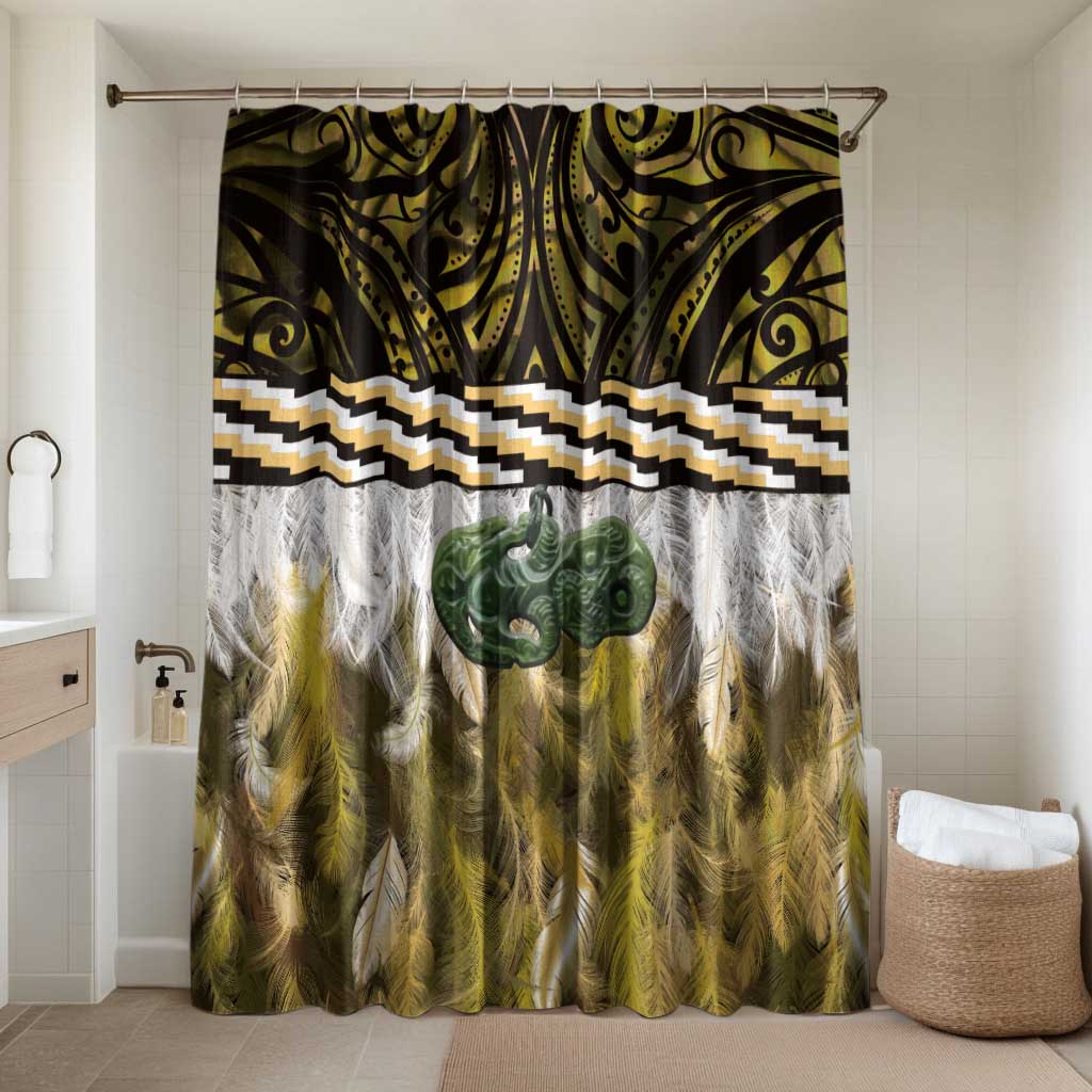 Yellow Traditional Cloak Aotearoa Bathroom Set Maori Paua Shell Korowai Pattern - Polynesian Pride