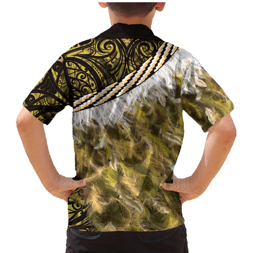 Yellow Traditional Cloak Aotearoa Family Matching Mermaid Dress and Hawaiian Shirt Maori Paua Shell Korowai Pattern LT14 - Polynesian Pride