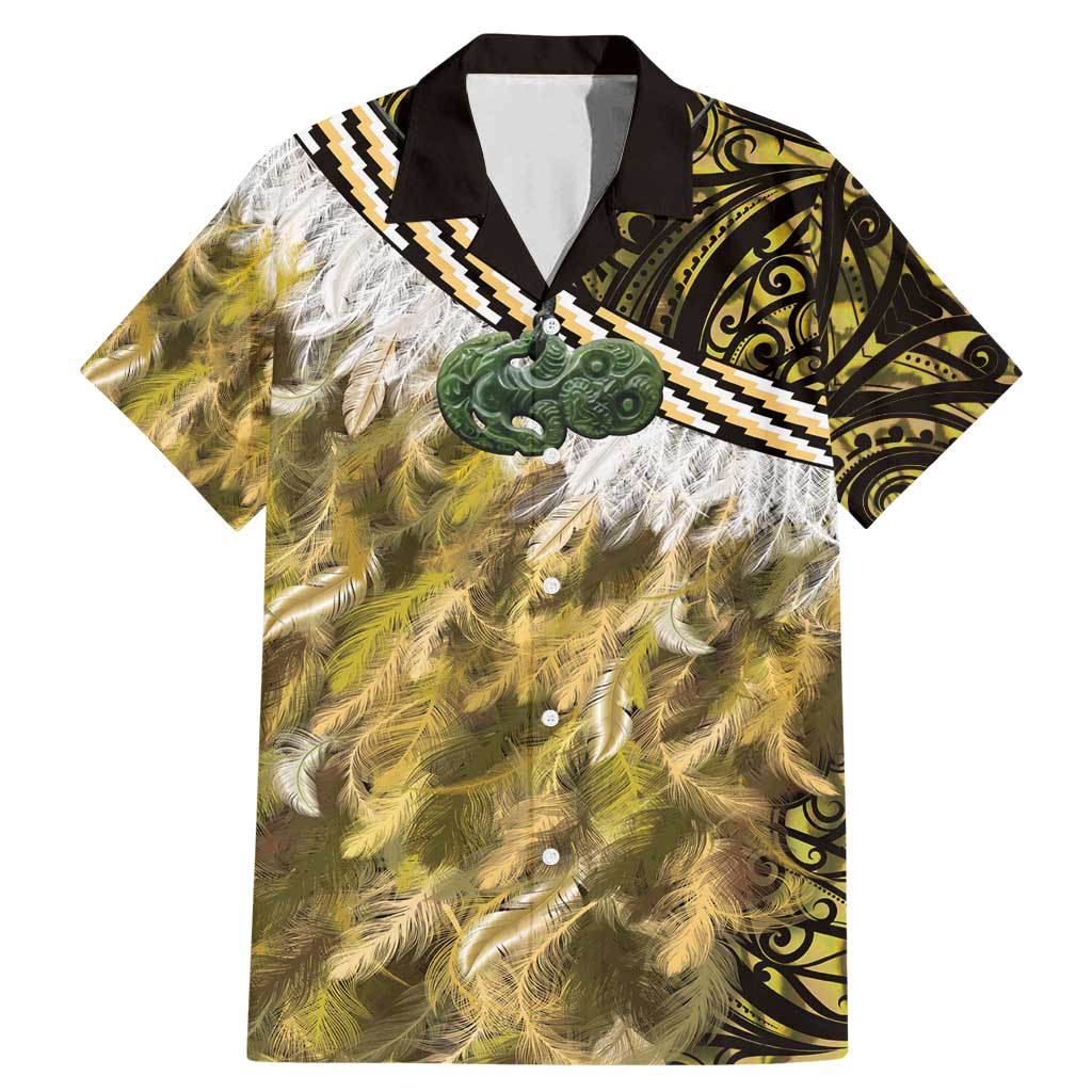 Yellow Traditional Cloak Aotearoa Family Matching Mermaid Dress and Hawaiian Shirt Maori Paua Shell Korowai Pattern LT14 Dad's Shirt - Short Sleeve Yellow - Polynesian Pride