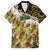 Yellow Traditional Cloak Aotearoa Family Matching Off Shoulder Maxi Dress and Hawaiian Shirt Maori Paua Shell Korowai Pattern