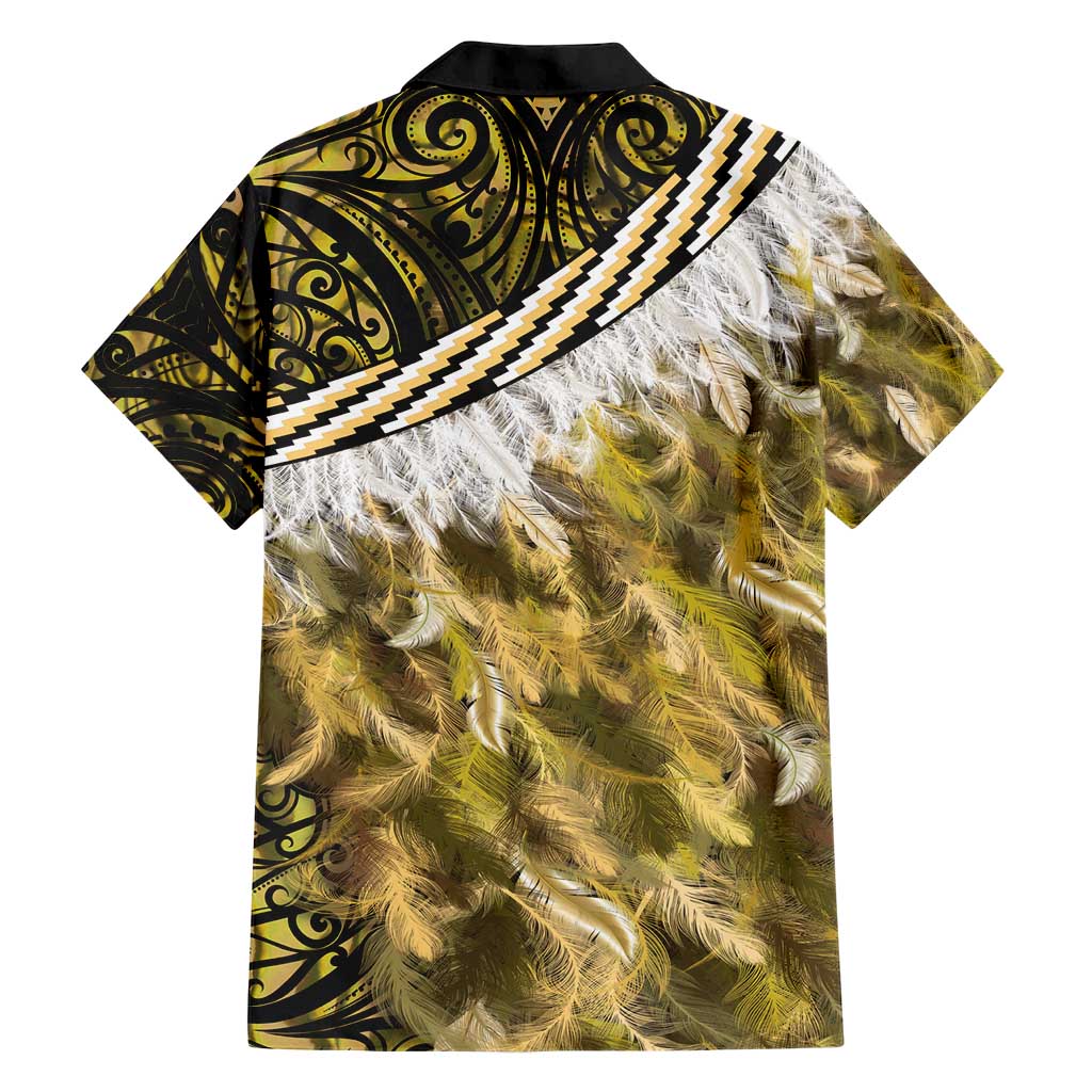 Yellow Traditional Cloak Aotearoa Family Matching Short Sleeve Bodycon Dress and Hawaiian Shirt Maori Paua Shell Korowai Pattern LT14 - Polynesian Pride