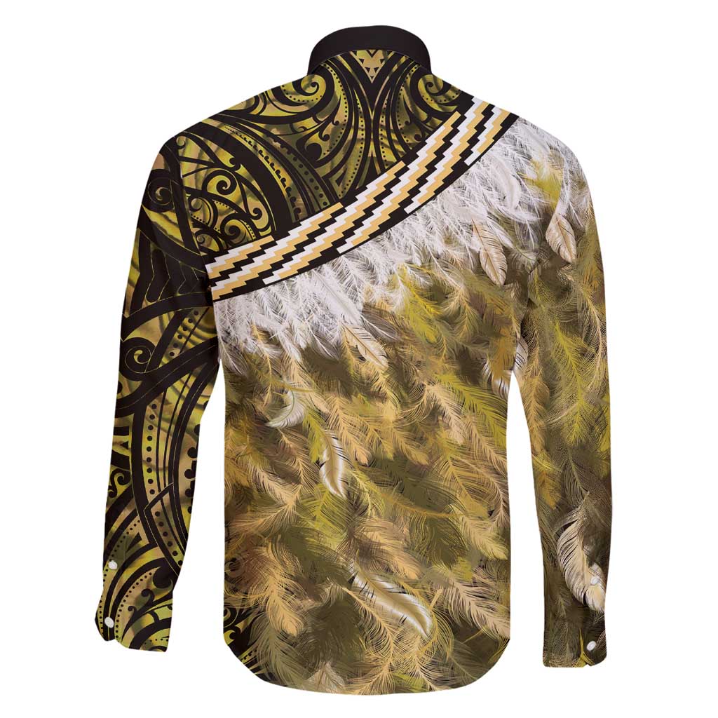 Yellow Traditional Cloak Aotearoa Family Matching Tank Maxi Dress and Hawaiian Shirt Maori Paua Shell Korowai Pattern LT14 - Polynesian Pride