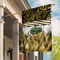 Yellow Traditional Cloak Aotearoa Garden Flag Maori Paua Shell Korowai Pattern LT14 House Flag Yellow - Polynesian Pride