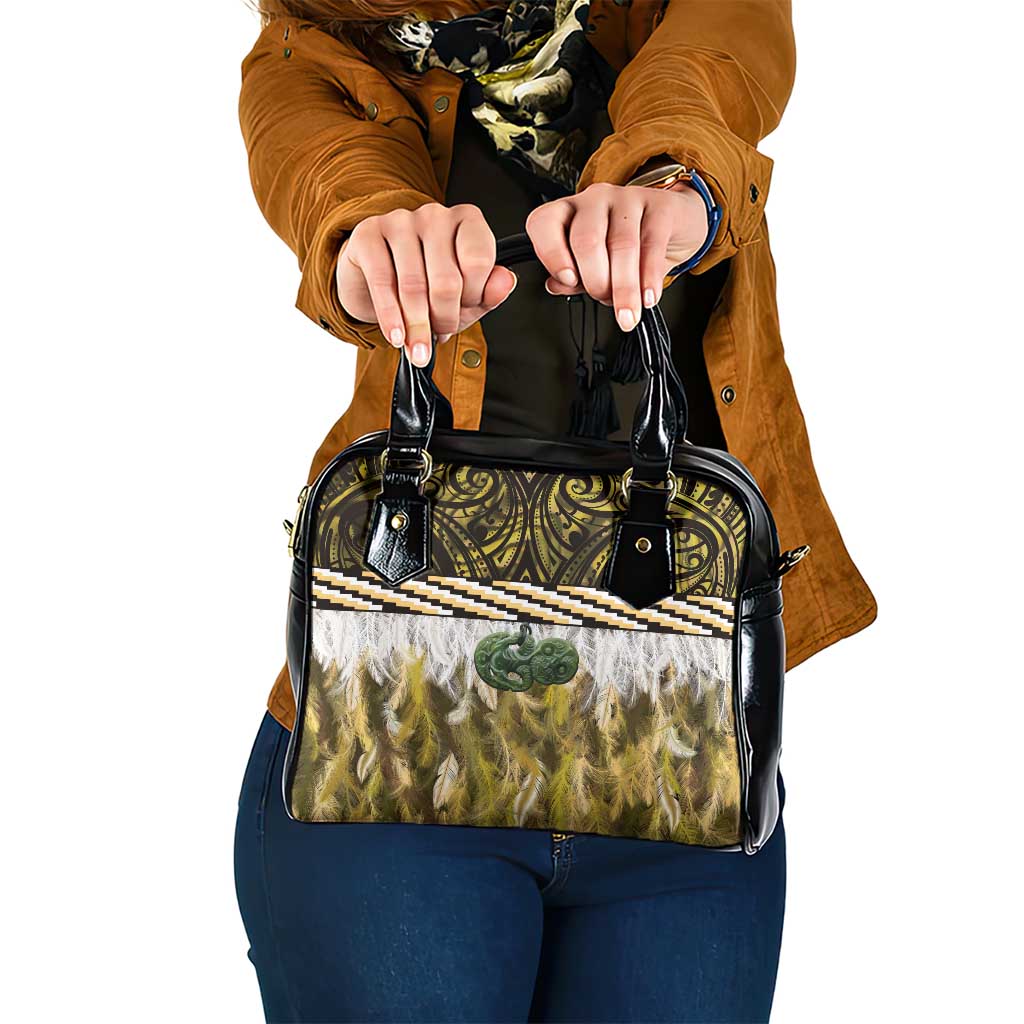 Yellow Traditional Cloak Aotearoa Shoulder Handbag Maori Paua Shell Korowai Pattern LT14 One Size Yellow - Polynesian Pride