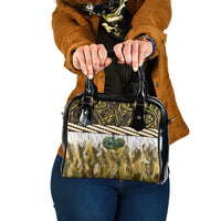 Yellow Traditional Cloak Aotearoa Shoulder Handbag Maori Paua Shell Korowai Pattern LT14 One Size Yellow - Polynesian Pride