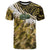 Yellow Traditional Cloak Aotearoa T Shirt Maori Paua Shell Korowai Pattern