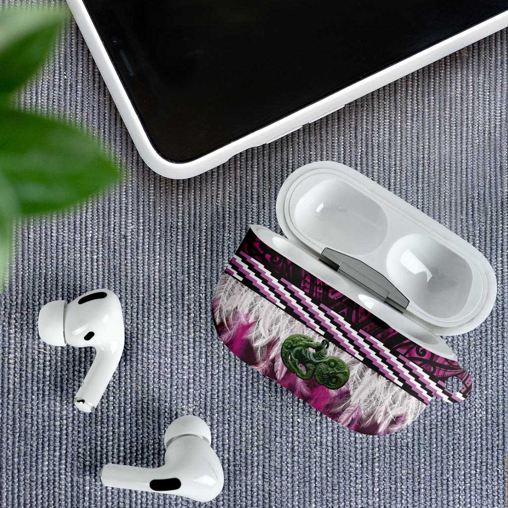 Pink Traditional Cloak Aotearoa AirPods Case Maori Paua Shell Korowai Pattern - Polynesian Pride