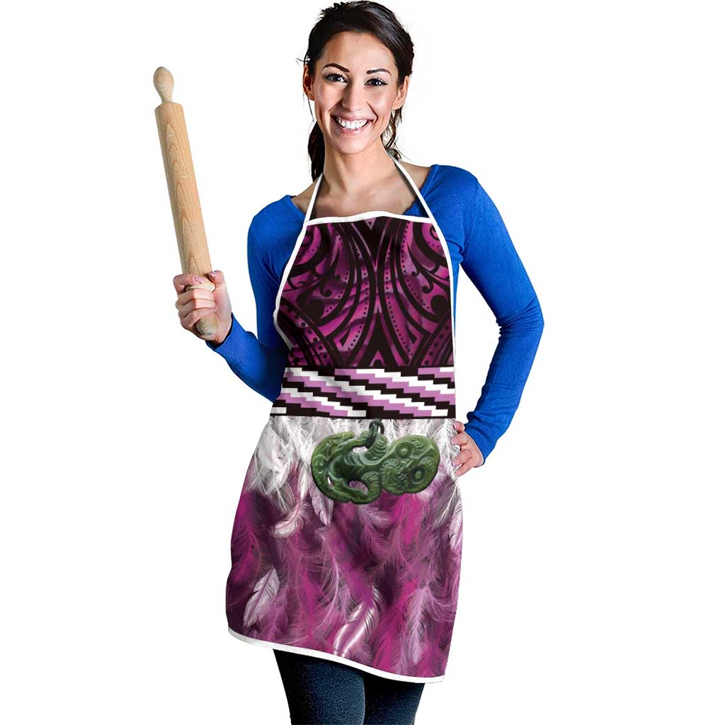 Pink Traditional Cloak Aotearoa Apron Maori Paua Shell Korowai Pattern - Polynesian Pride