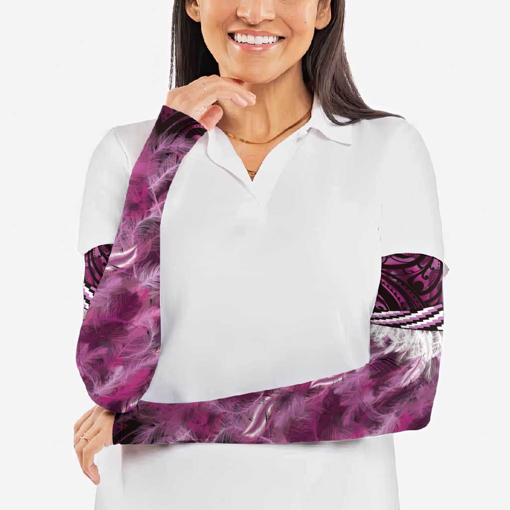 Pink Traditional Cloak Aotearoa Arm Sleeves Maori Paua Shell Korowai Pattern - Polynesian Pride