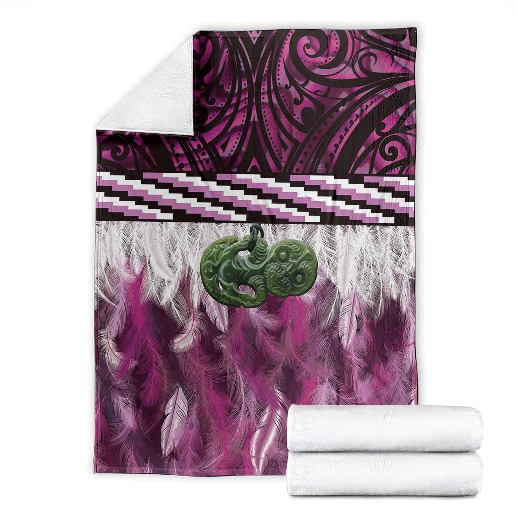 Pink Traditional Cloak Aotearoa Blanket Maori Paua Shell Korowai Pattern
