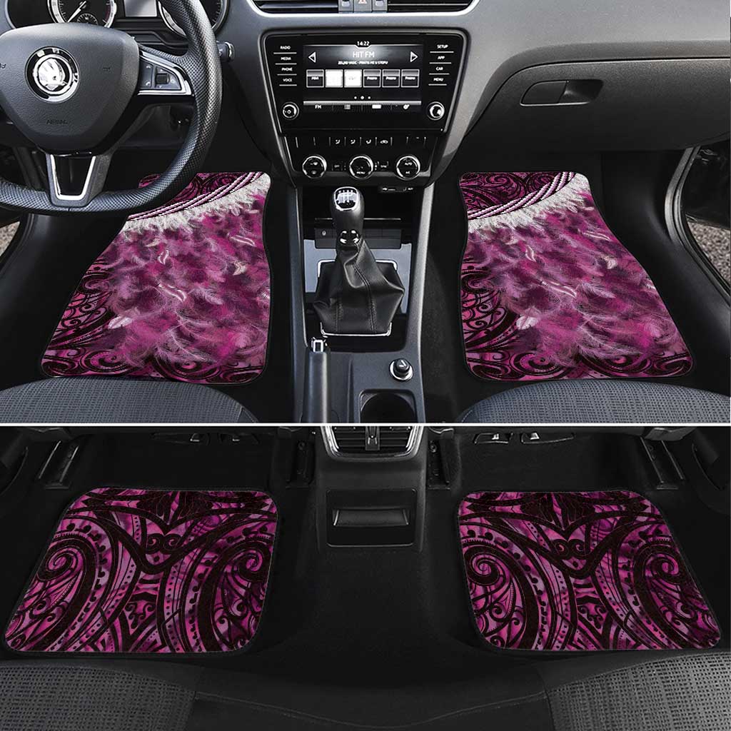 Pink Traditional Cloak Aotearoa Car Mats Maori Paua Shell Korowai Pattern LT14 Set 4pcs Pink - Polynesian Pride