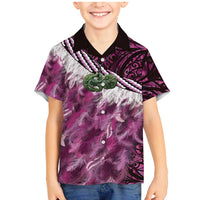 Pink Traditional Cloak Aotearoa Family Matching Mermaid Dress and Hawaiian Shirt Maori Paua Shell Korowai Pattern LT14 Son's Shirt Pink - Polynesian Pride