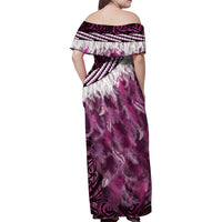Pink Traditional Cloak Aotearoa Family Matching Off Shoulder Maxi Dress and Hawaiian Shirt Maori Paua Shell Korowai Pattern LT14 - Polynesian Pride