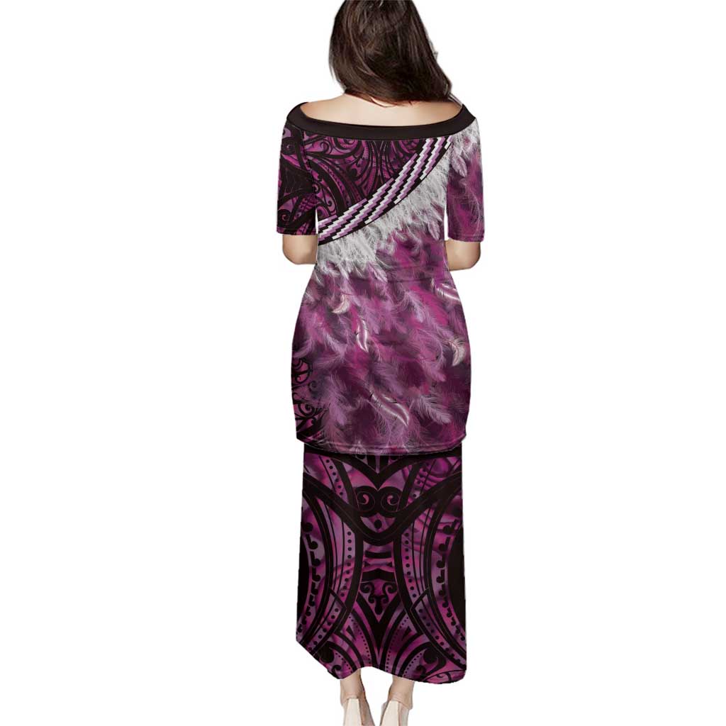 Pink Traditional Cloak Aotearoa Family Matching Puletasi and Hawaiian Shirt Maori Paua Shell Korowai Pattern LT14 - Polynesian Pride