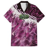 Pink Traditional Cloak Aotearoa Family Matching Short Sleeve Bodycon Dress and Hawaiian Shirt Maori Paua Shell Korowai Pattern LT14 Dad's Shirt - Short Sleeve Pink - Polynesian Pride