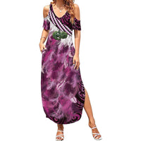 Pink Traditional Cloak Aotearoa Family Matching Summer Maxi Dress and Hawaiian Shirt Maori Paua Shell Korowai Pattern LT14 Mom's Dress Pink - Polynesian Pride