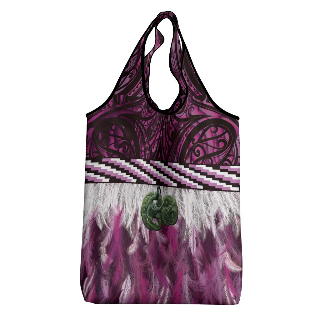 Pink Traditional Cloak Aotearoa Grocery Bag Maori Paua Shell Korowai Pattern LT14 - Polynesian Pride
